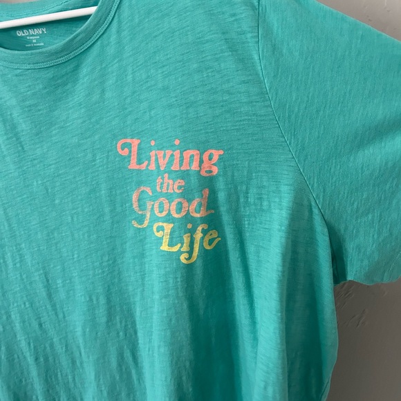 Old Navy Teal Living The Good Life Graphic Tee - Picture 3 of 5